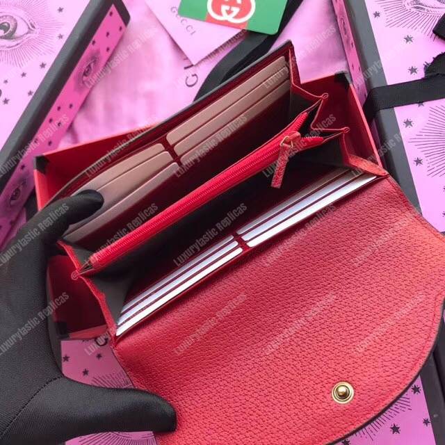 G*u*i embroidered leather continental wallet red