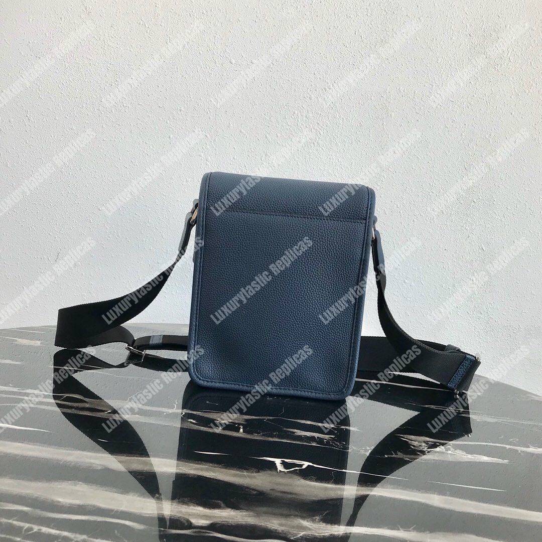 Pra*a saffiano leather shoulder bag blue