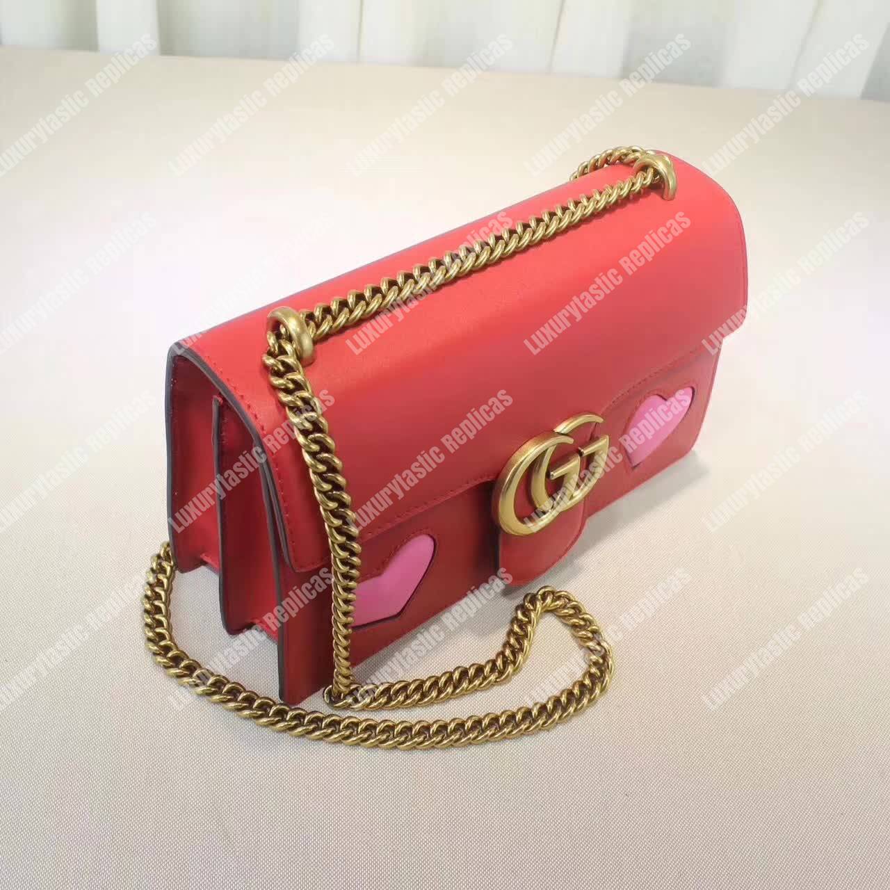 g*u*i gg marmont leather shoulder bag He**ts red