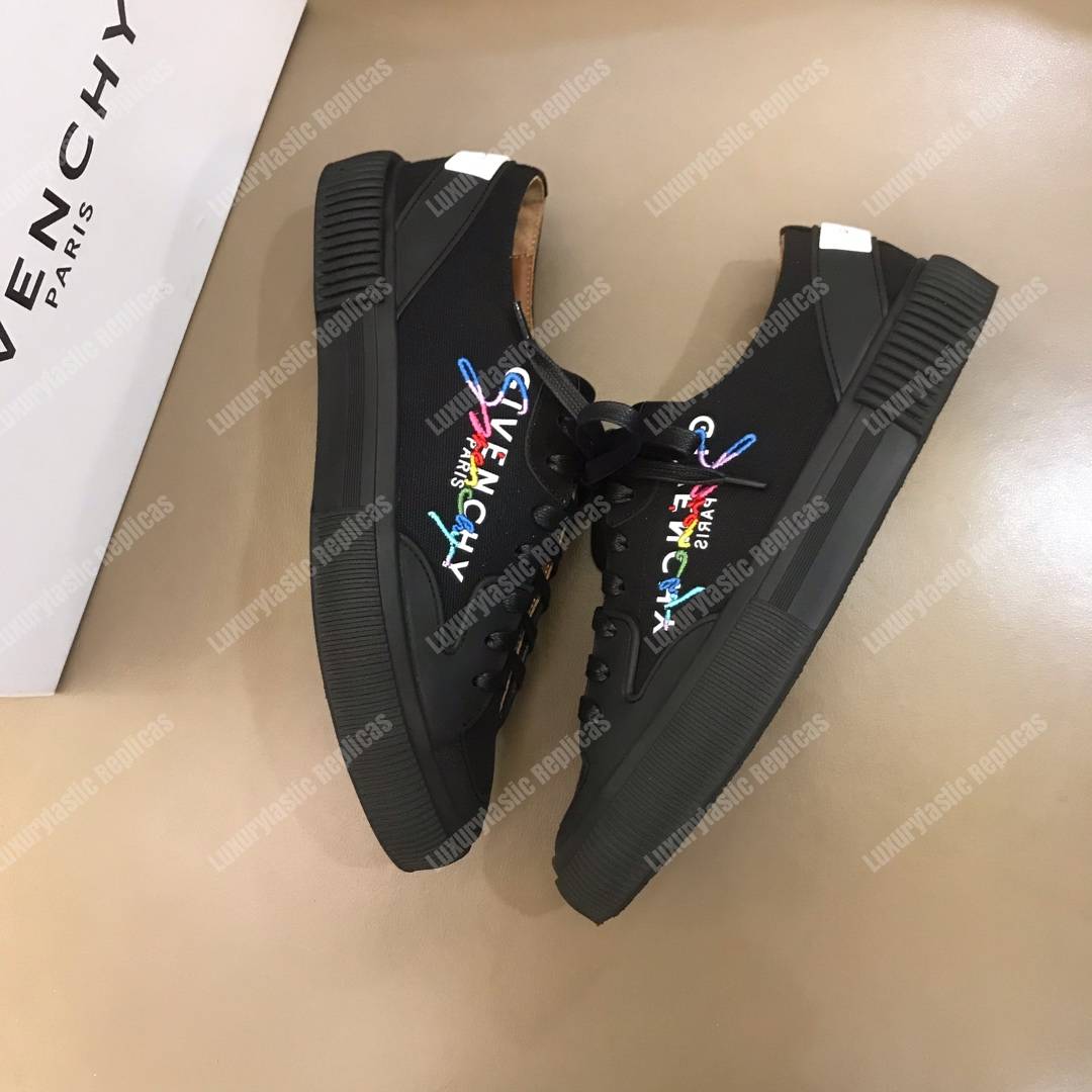 Givenchy Canvas Low-Top Sneakers Black/Multi Colour Print