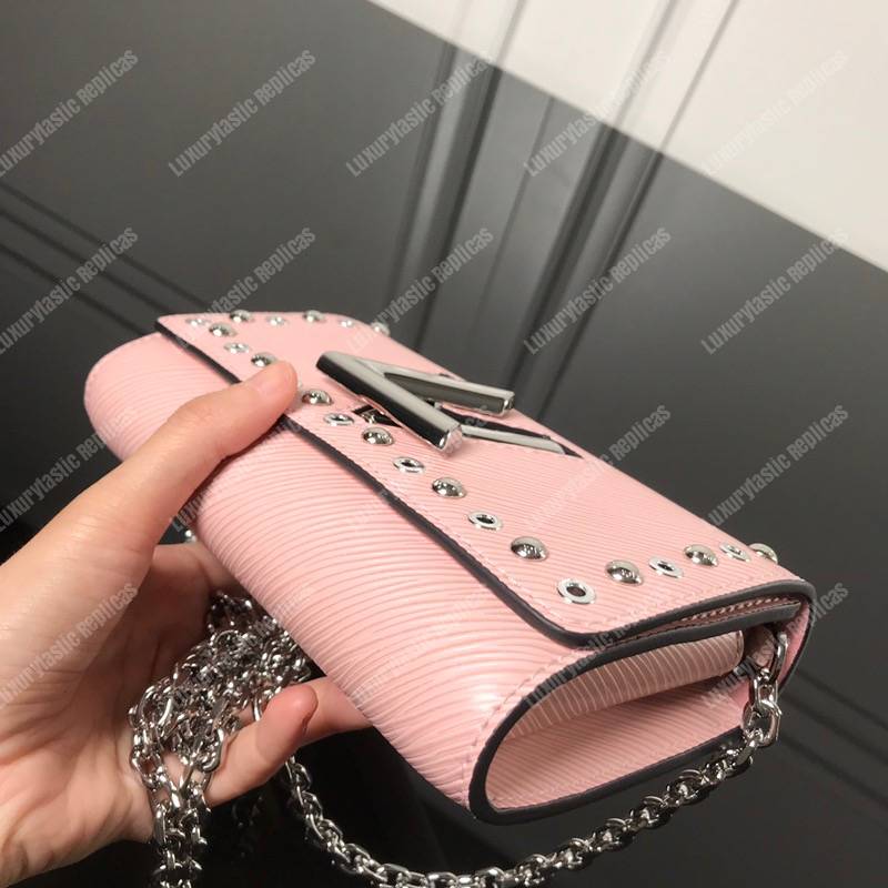 LV Twist Chain Wallet Epi Leather Rose Ballerine