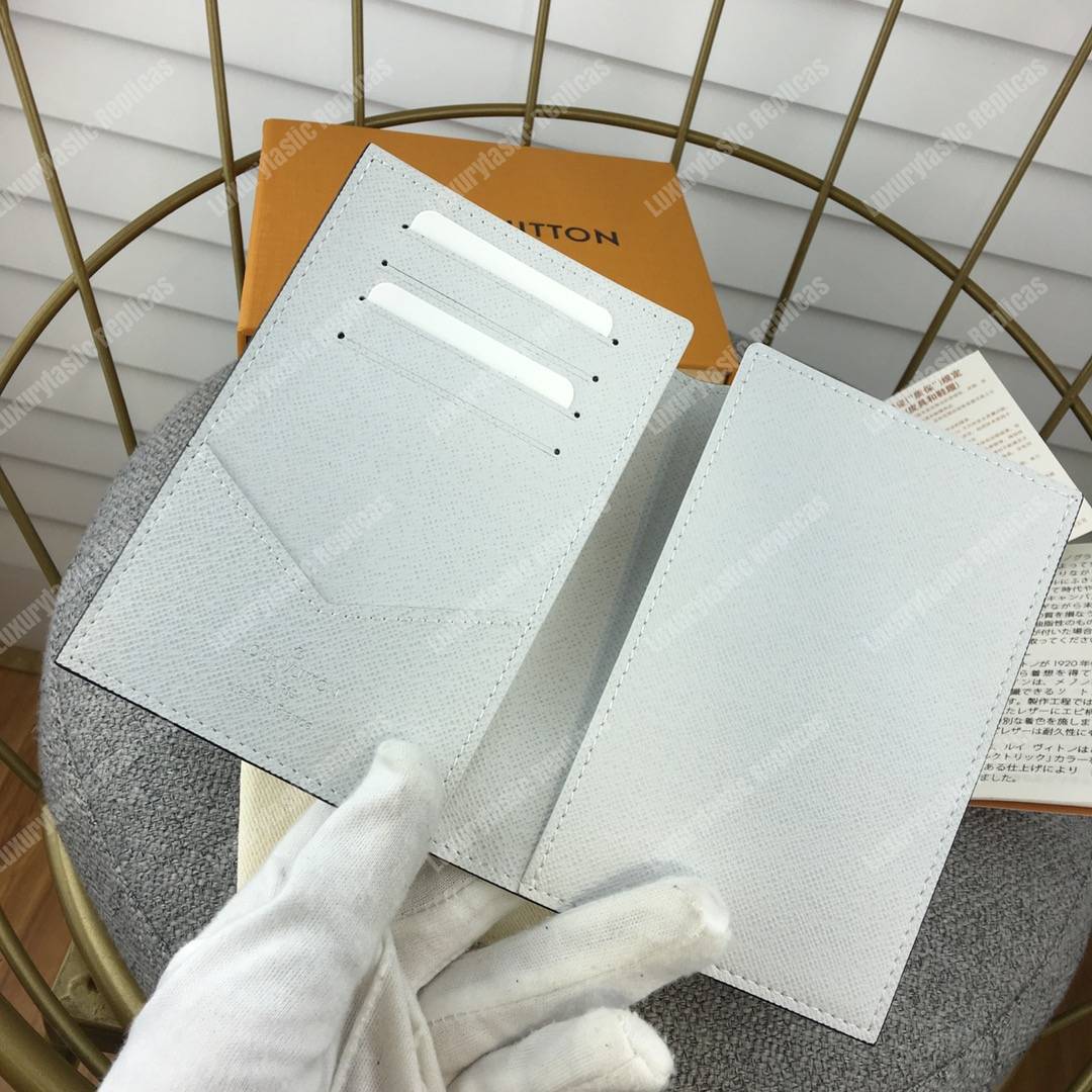 LV Passport Cover Taiga Monogram White