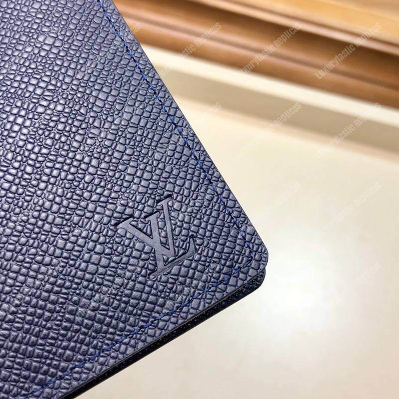 LV Taiga Leather Pocket Organizer Bleu Marine
