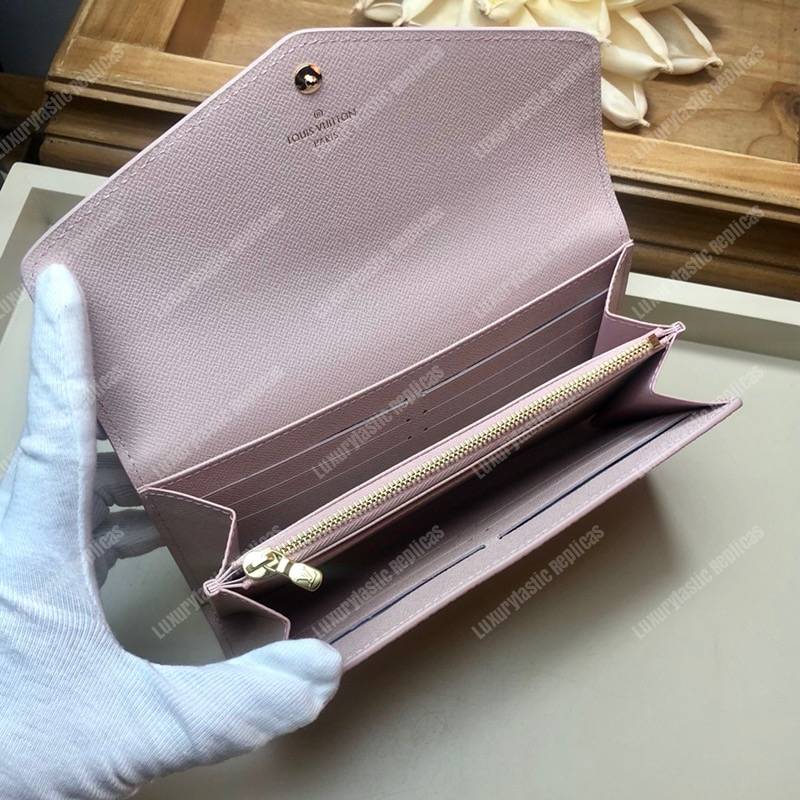 LV Sarah Wallet Damier Azur Eau de Rose Pink