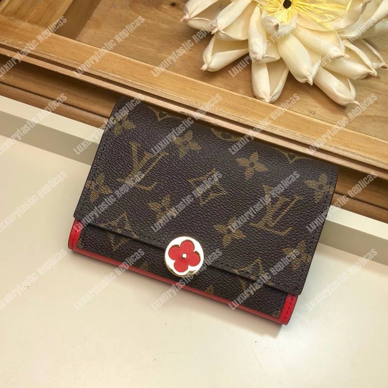 LV Flore Compact Wallet Coquelicot