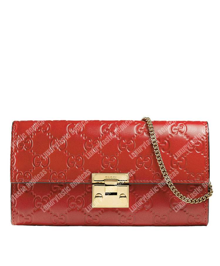 G*u*i gg padlock continental wallet red