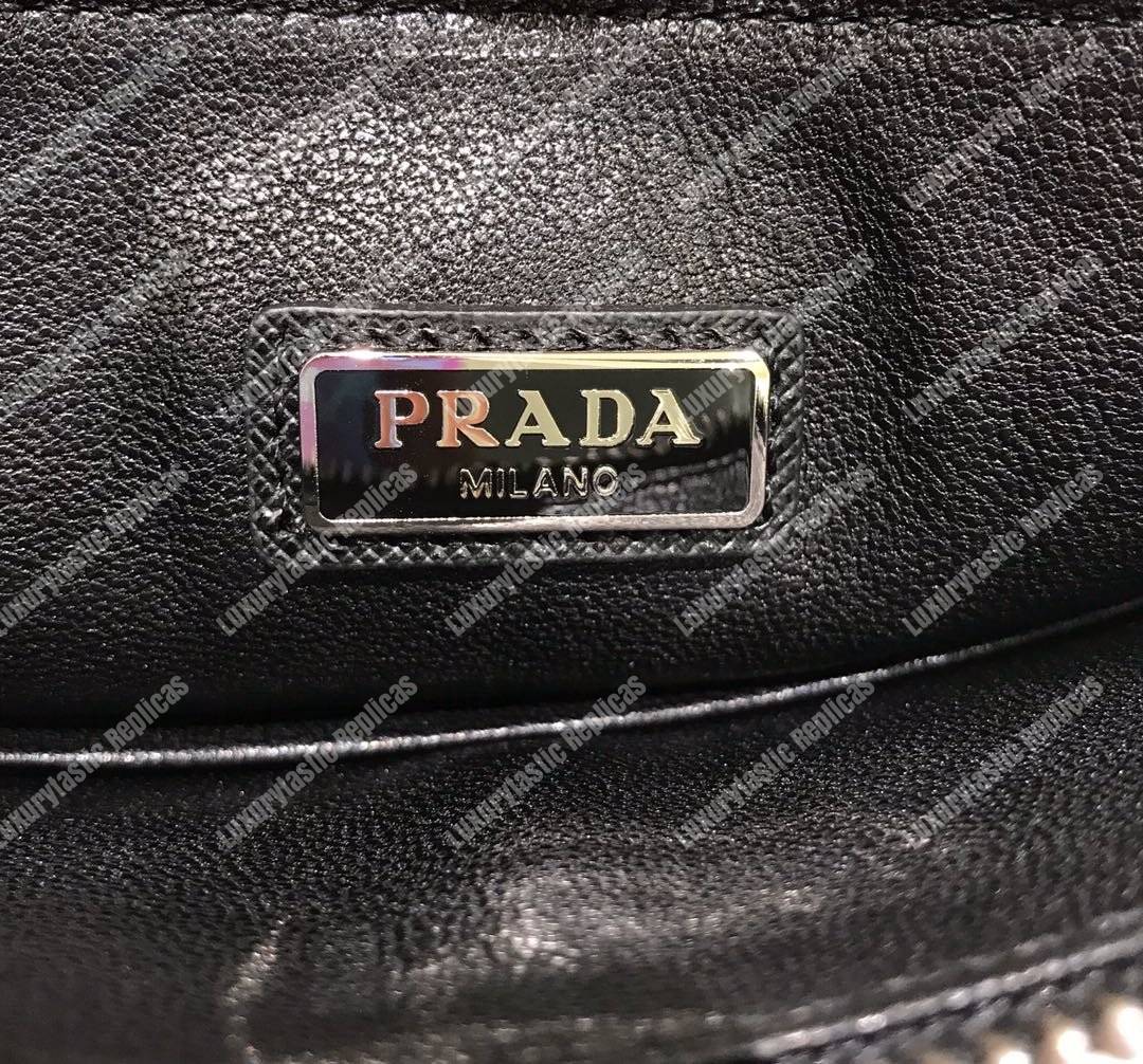 Pra*a saffiano leather pouch with top zip black