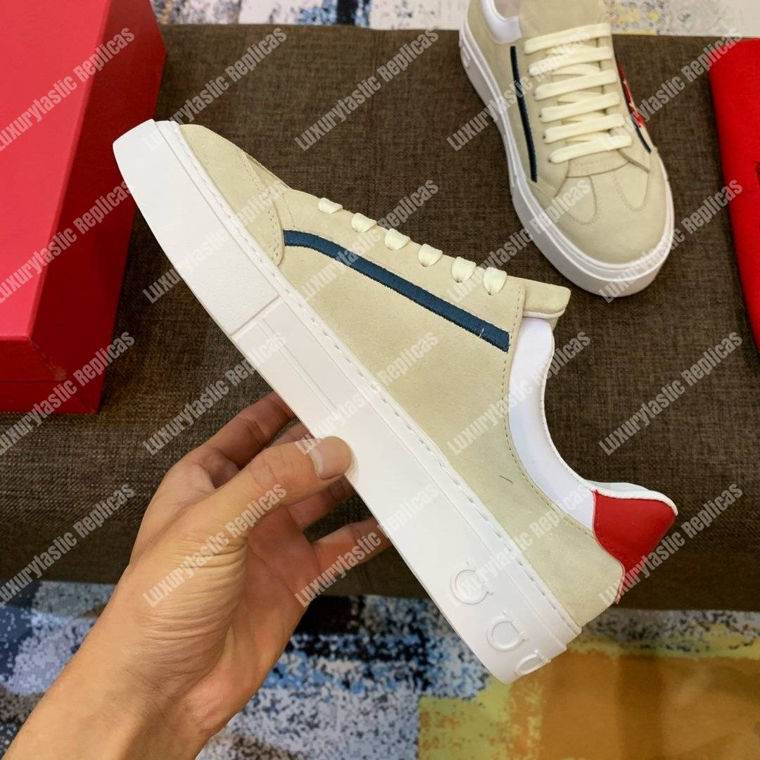 Salvatore Ferragamo Gancini Sneaker Pearl/Red/White