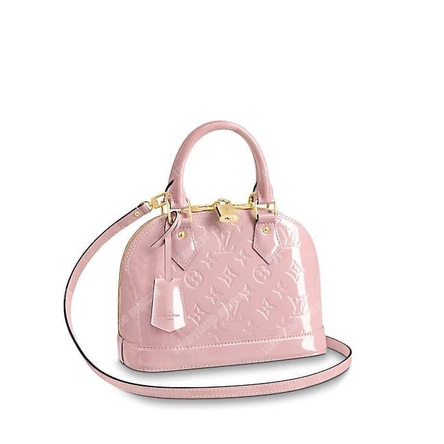 LV Alma BB Monogram Vernis Leather Rose Ballerine