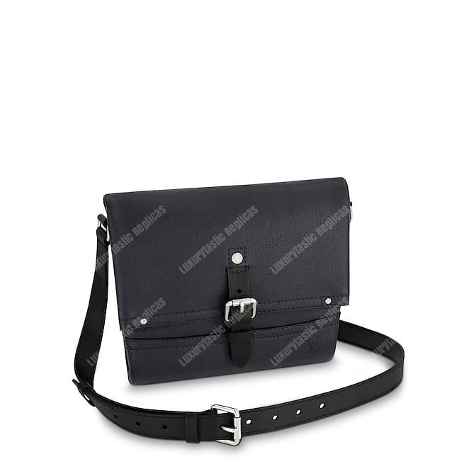 LV Canyon Messenger PM Utah Leather Bleu Marine