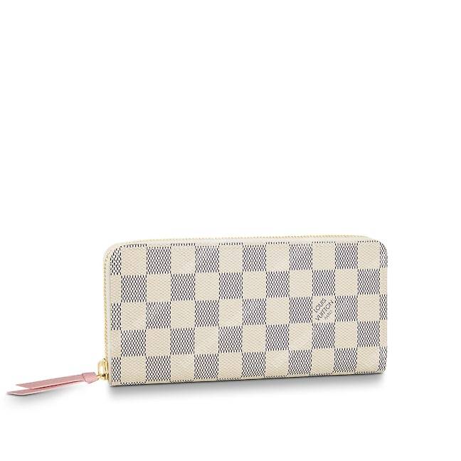 LV Clemence Wallet Damier Azur Canvas Rose Ballerine