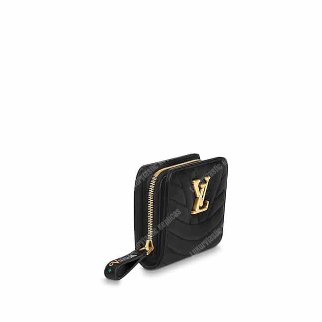 LV New Wave Zipped Compact Wallet Black
