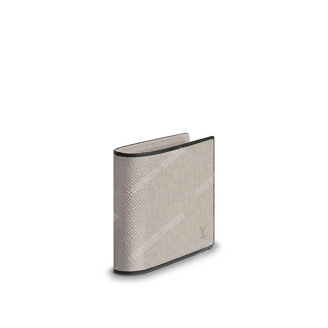 LV Multiple Wallet Taiga Leather Silver