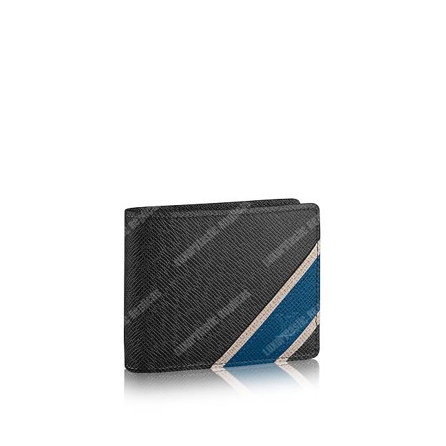 LV Multiple Wallet Taiga Leather Blue Stripe