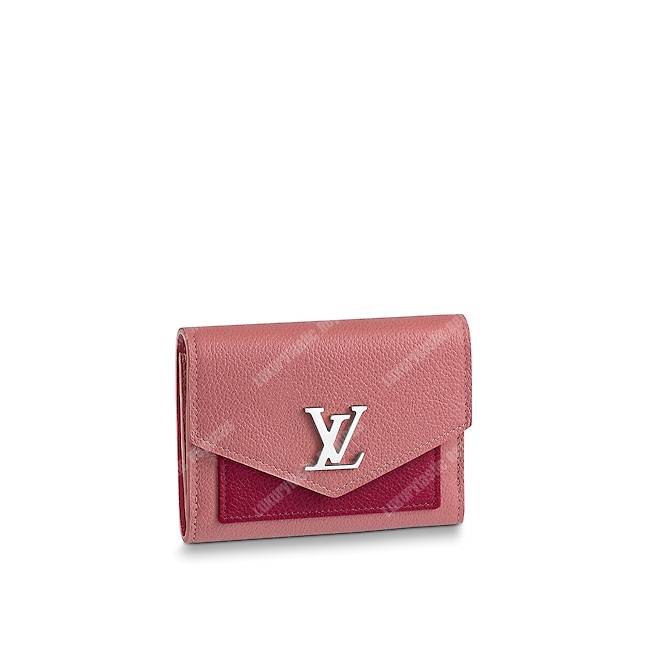 LV MyLockMe Compact Wallet Rose Boudoir Lie de Vin