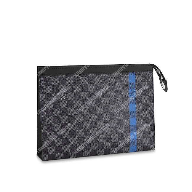 LV Pochette Voyage MM Damier Graphite Stripe Blue