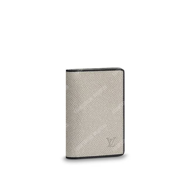 LV Pocket Organizer Taiga Leather Silver