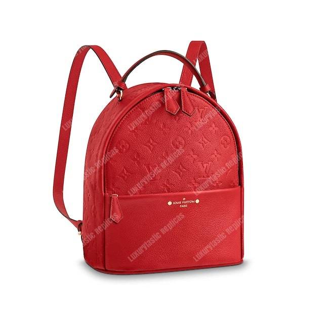 LV Sorbonne Backpack Monogram Empreinte Leather Cerise