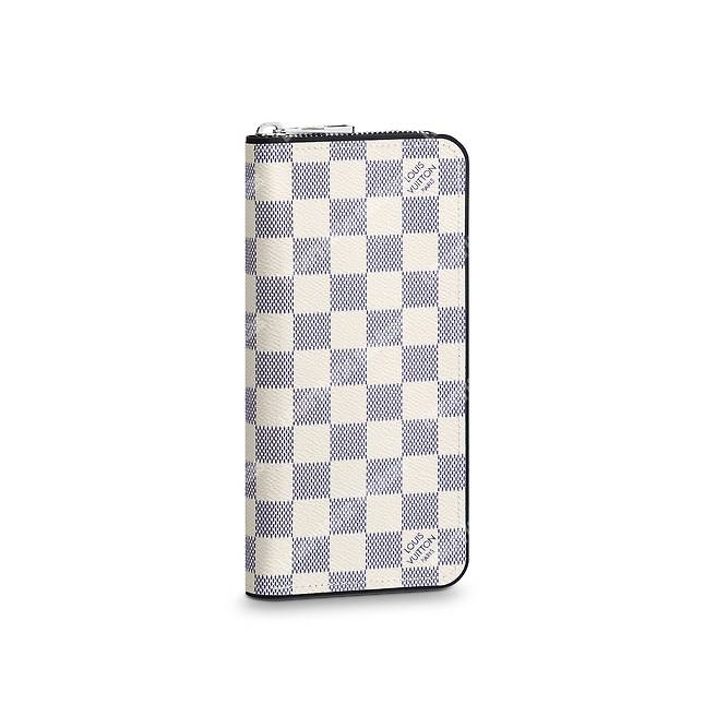 LV Zippy Wallet Vertical Damier Coastline Canvas
