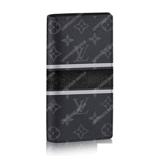 LV Brazza Wallet Monogram Eclipse Canvas