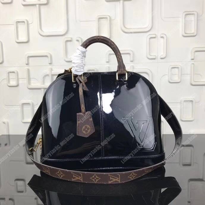 LV Alma PM Bag Patent Leather Black