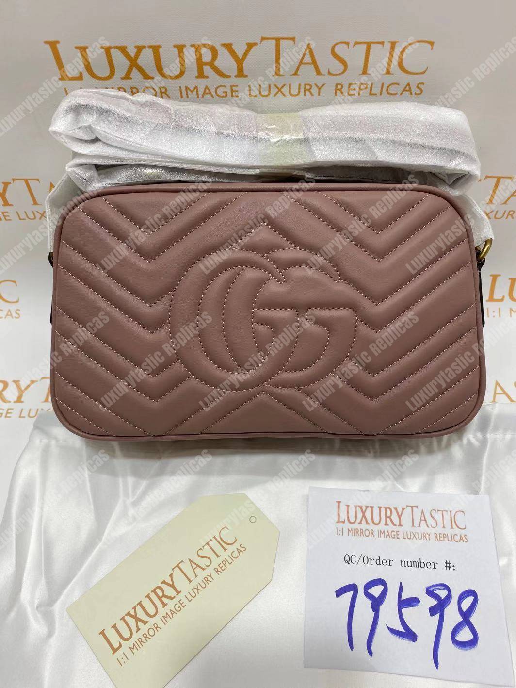 G*u*i gg marmont small matelassé shoulder bag dusty pink