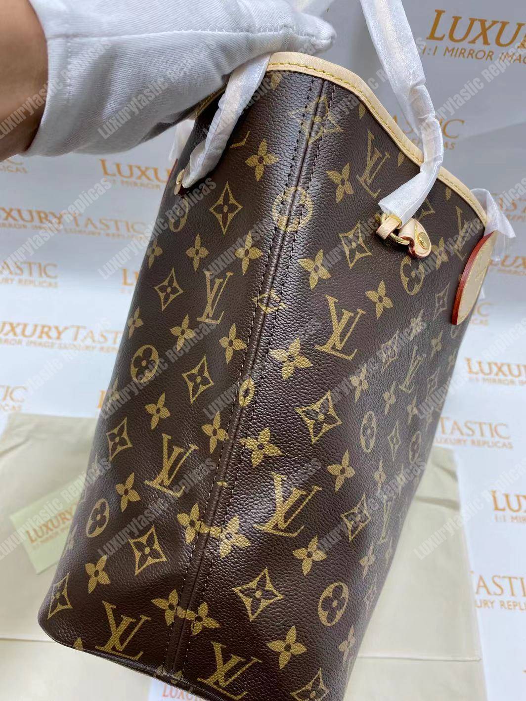 LV Neverfull MM Monogram Beige