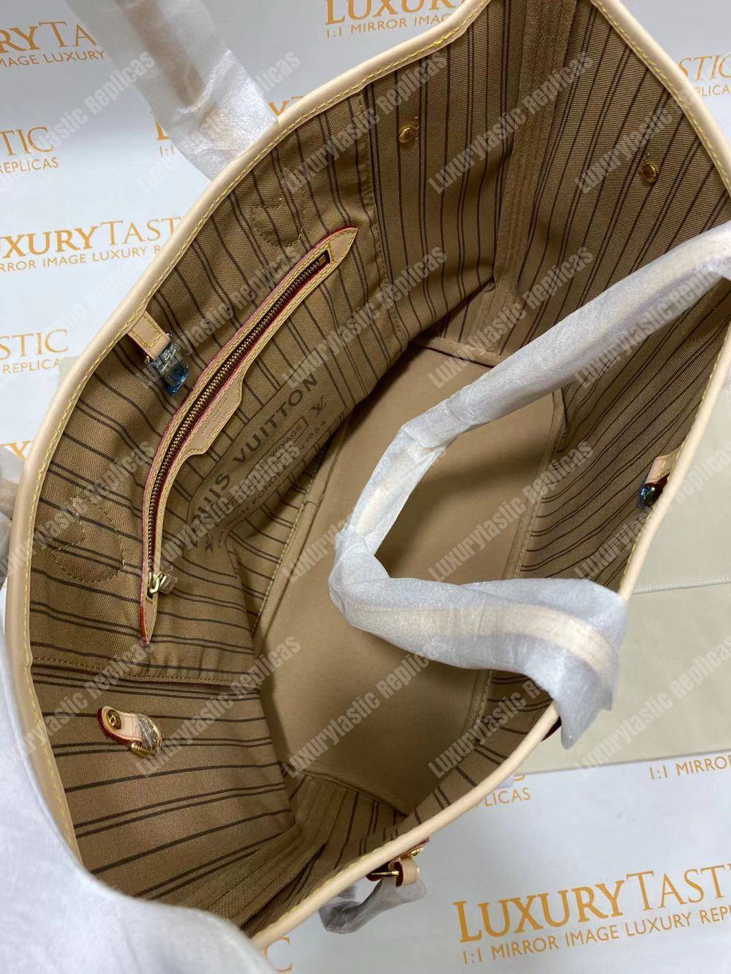 LV Neverfull MM Monogram Beige