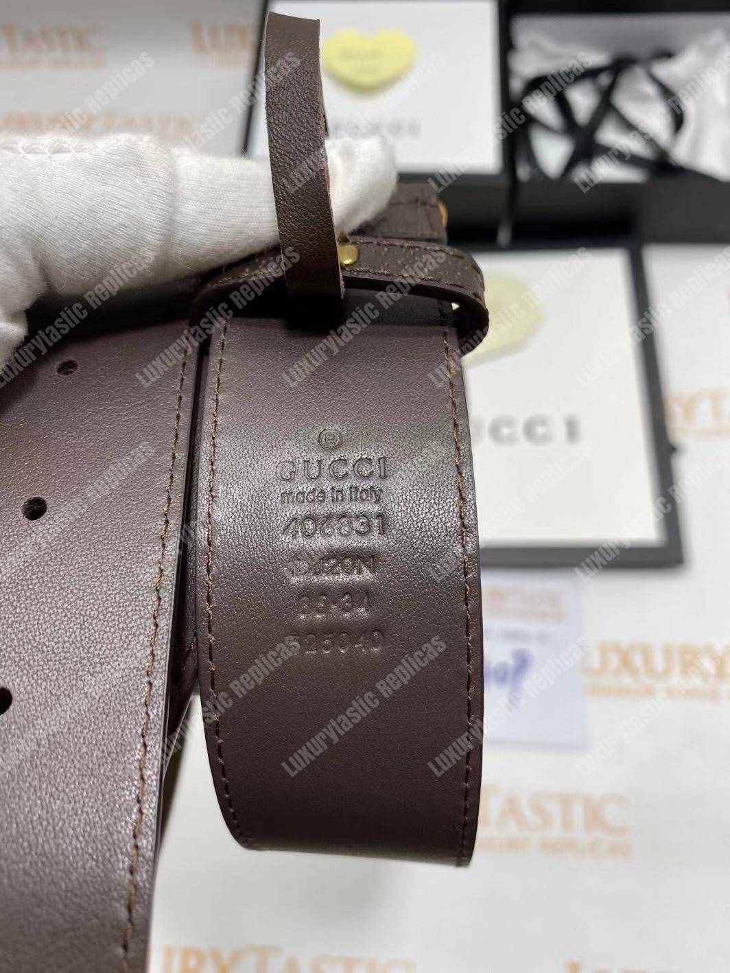 G*u*i brown leather belt with double g buckle