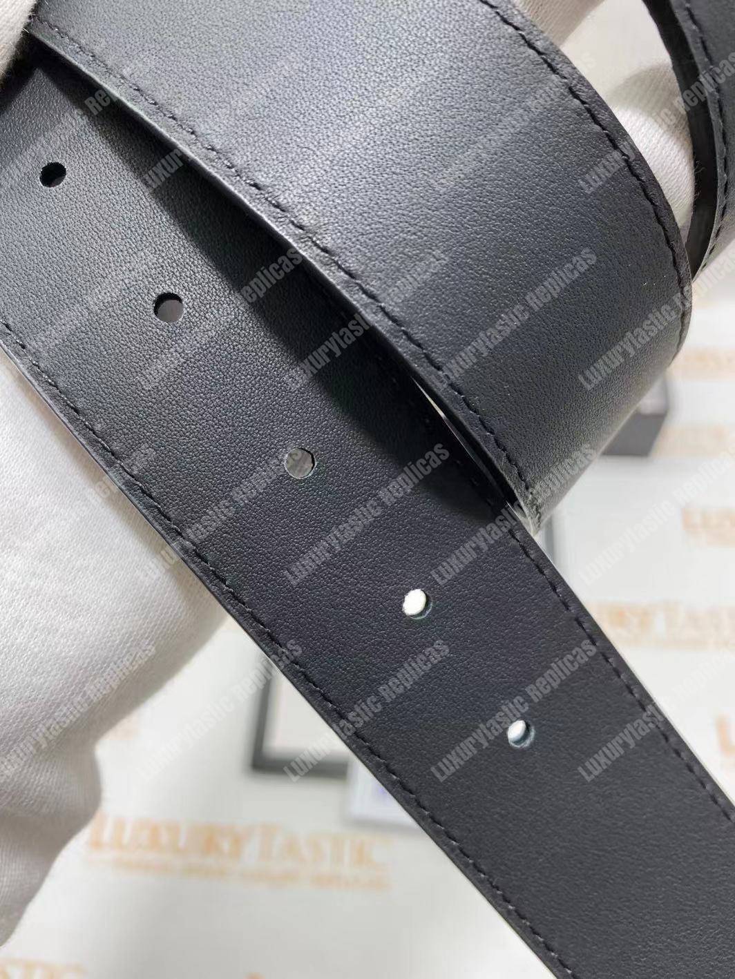 G*u*i leather belt with double g buckle with snake