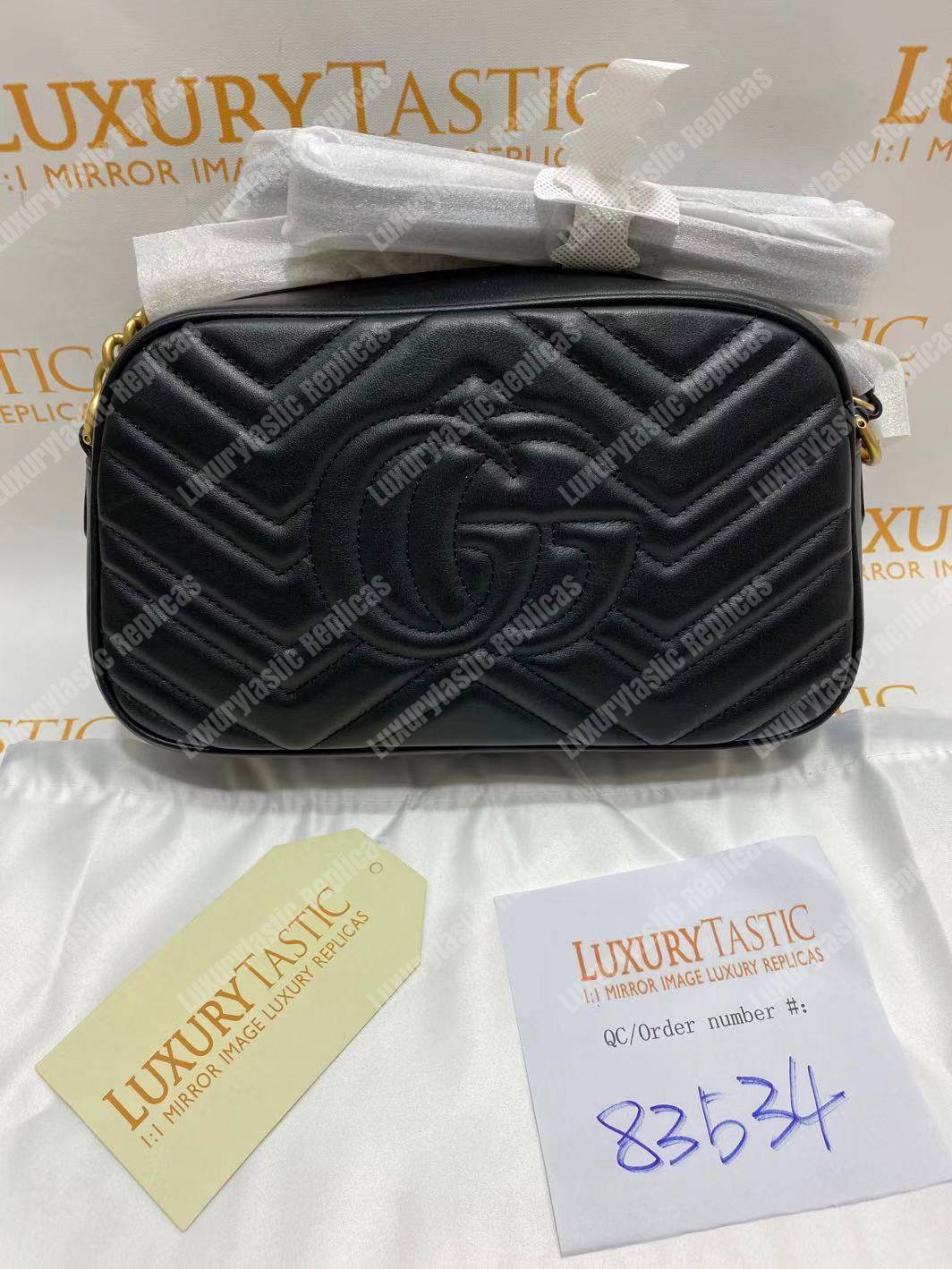 G*u*i gg marmont small matelassé shoulder bag black