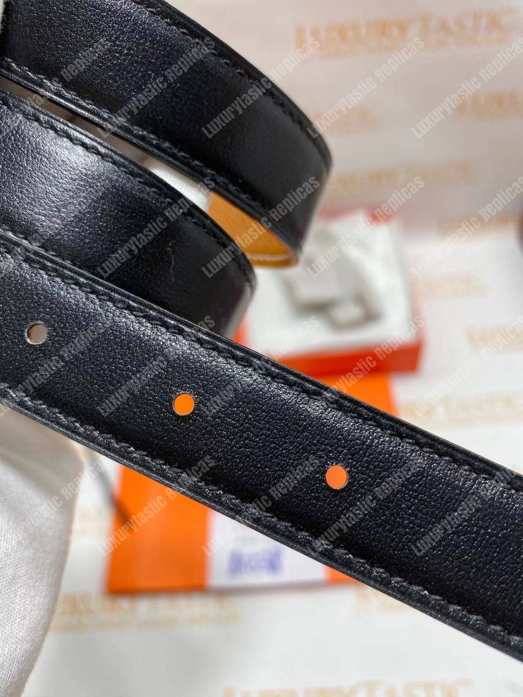 H**mes mini 5382 belt buckle & reversible leather strap brown / black