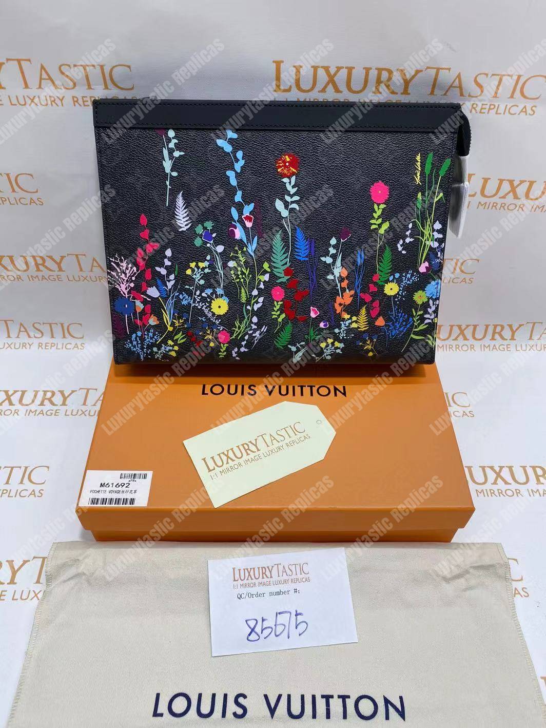 LV Flower Pochette Voyage MM Monogram Eclipse Canvas