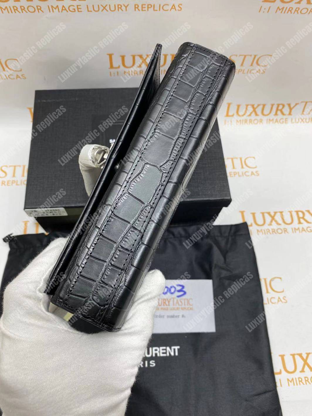 Saint Laurent Kate Small With Tassel Black Crocodile