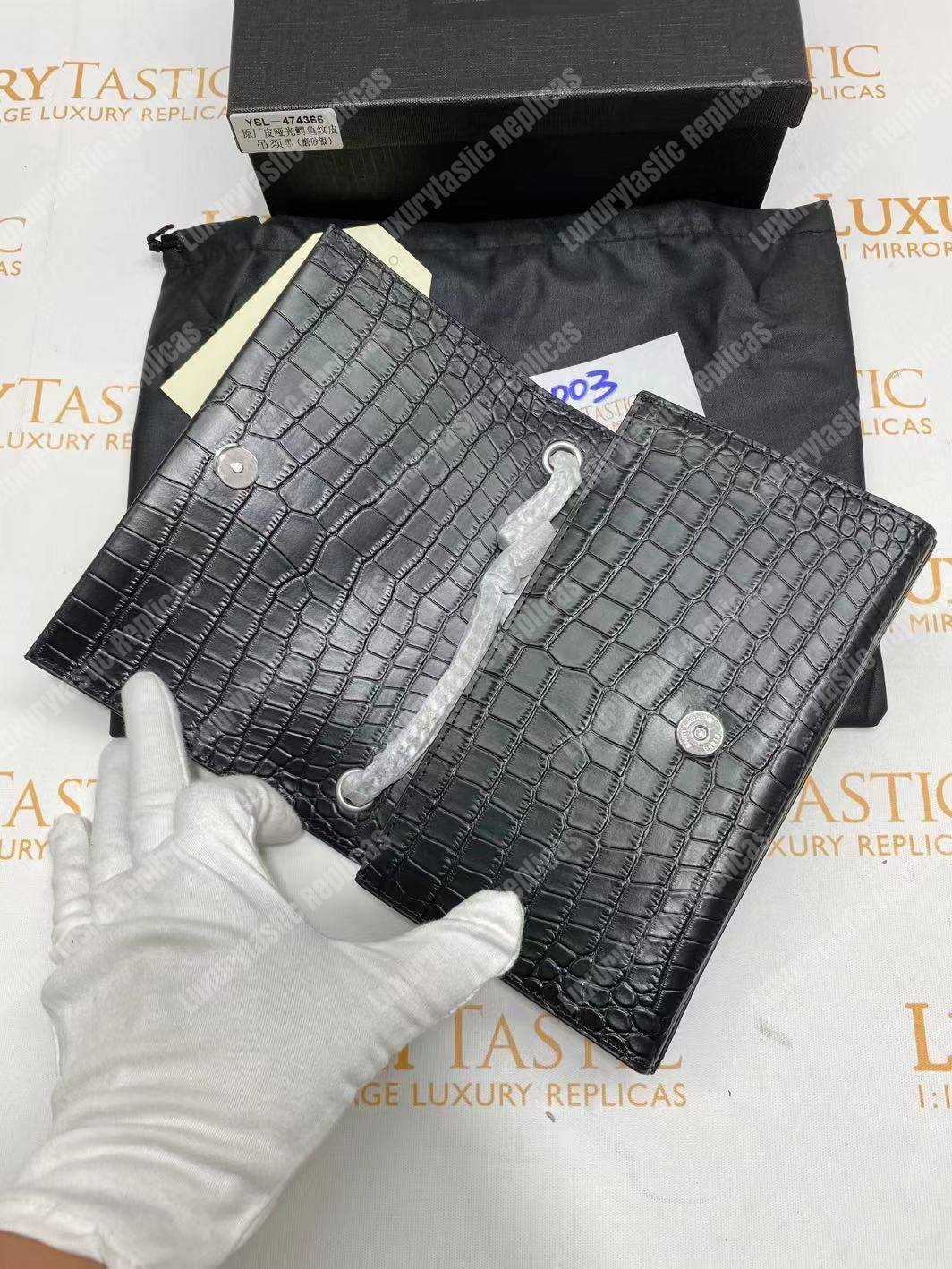 Saint Laurent Kate Small With Tassel Black Crocodile