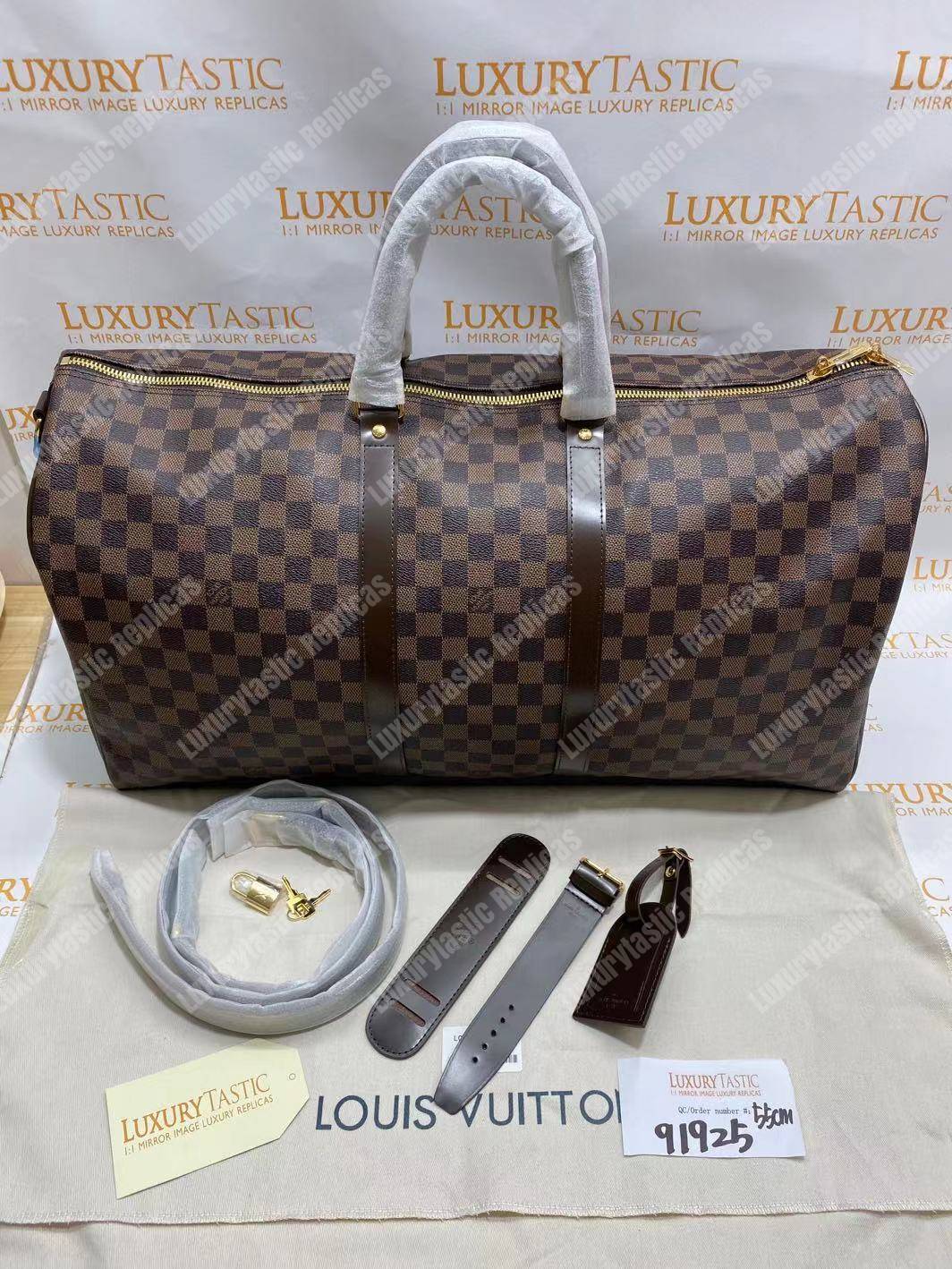LV Keepall Bandouliere 55 Damier Ebene