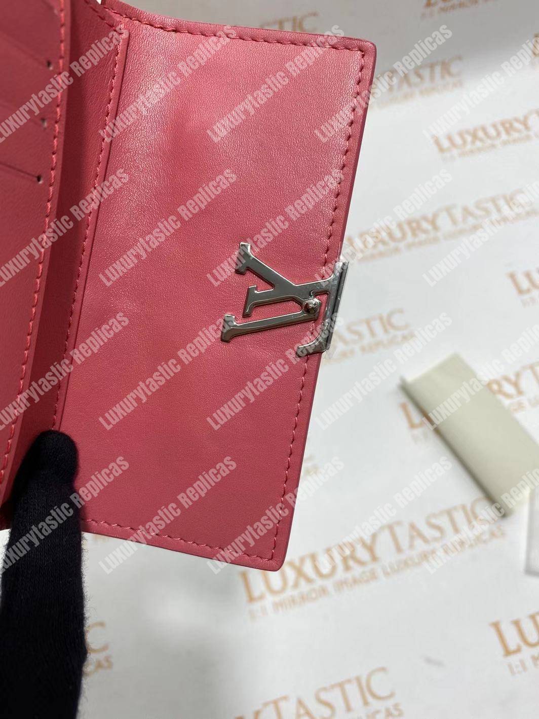 LV Capucines Compact Wallet Taurillon Noir Leather Monogram Flowers