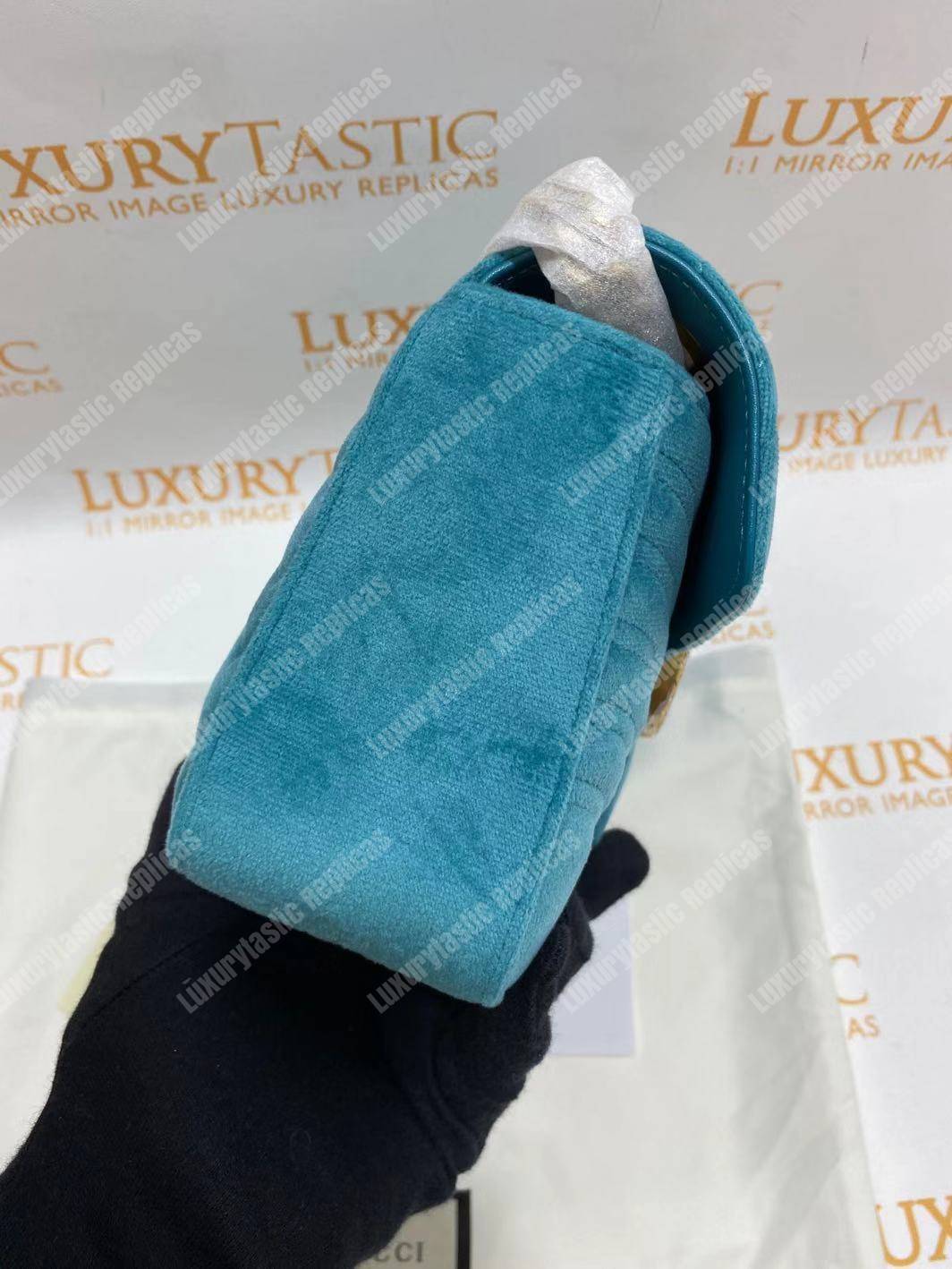 G*u*i gg marmont velvet shoulder bag blue