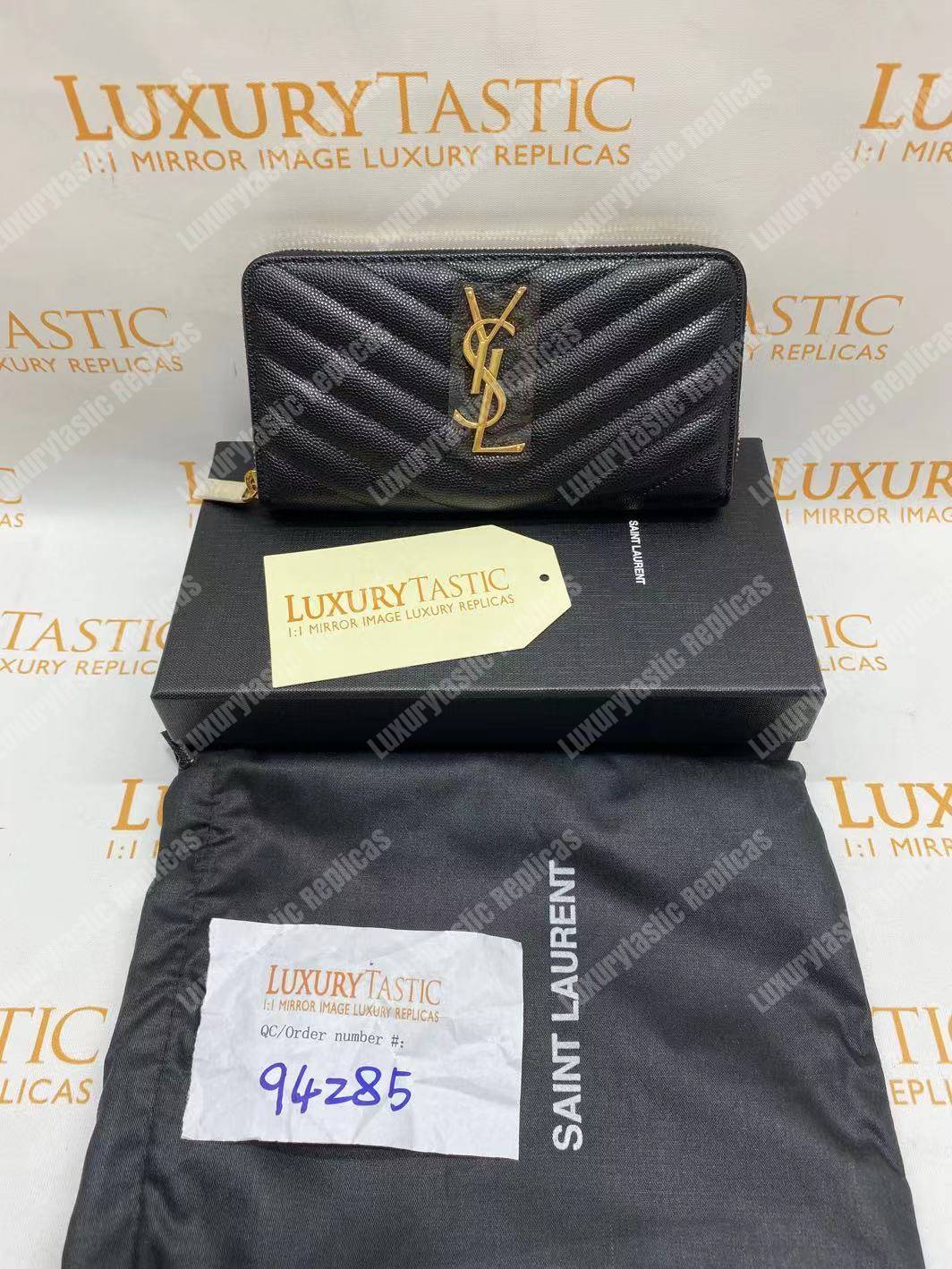 Saint Laurent Monogram Zip Around Wallet Black Grain De Poudre