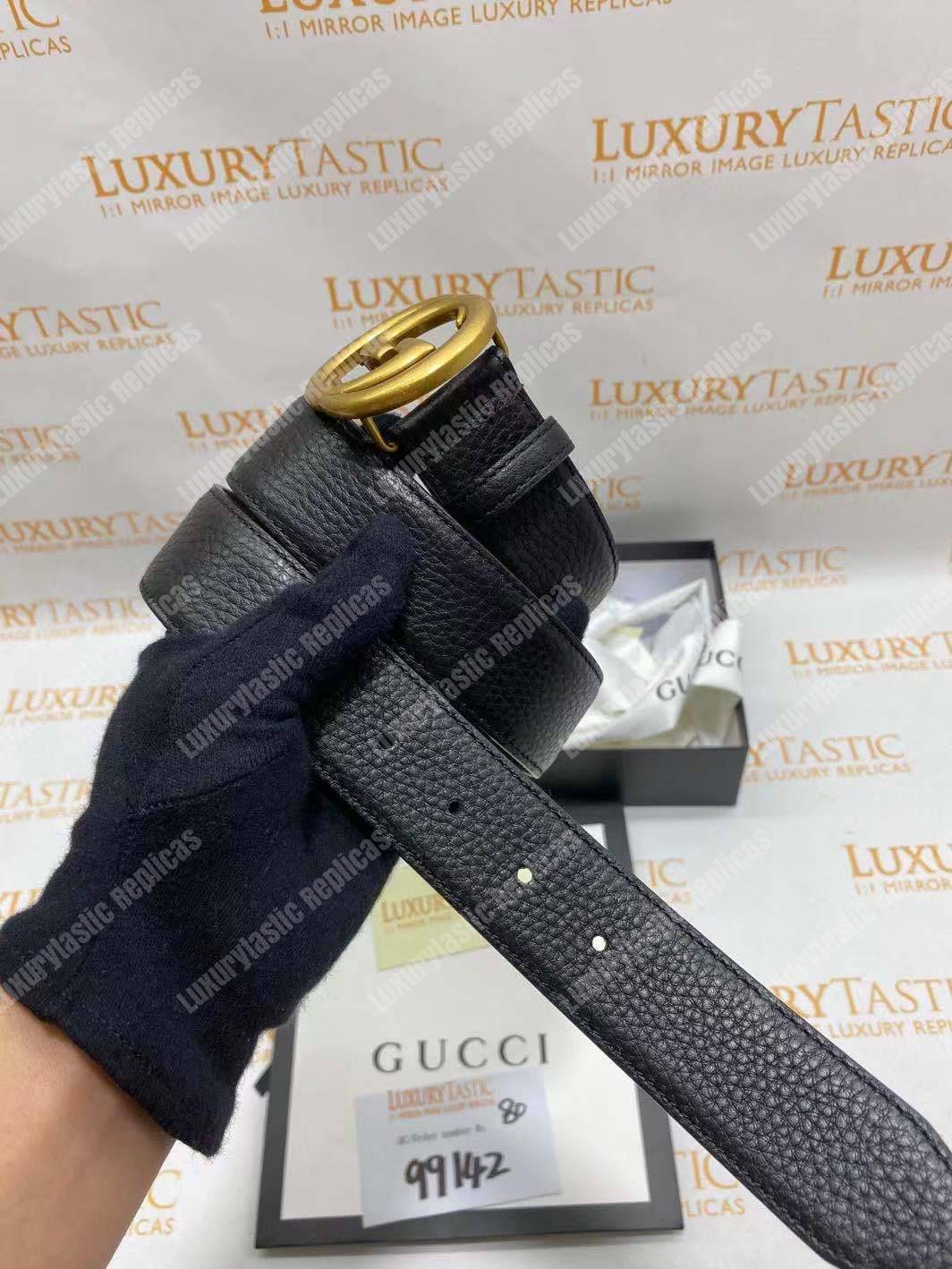 G*u*i leather belt with interlocking g buckle