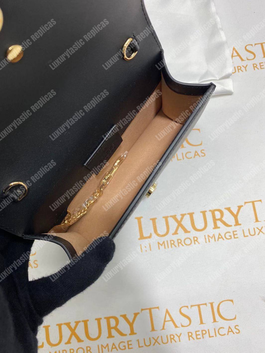 G*u*i sylvie leather mini chain bag black