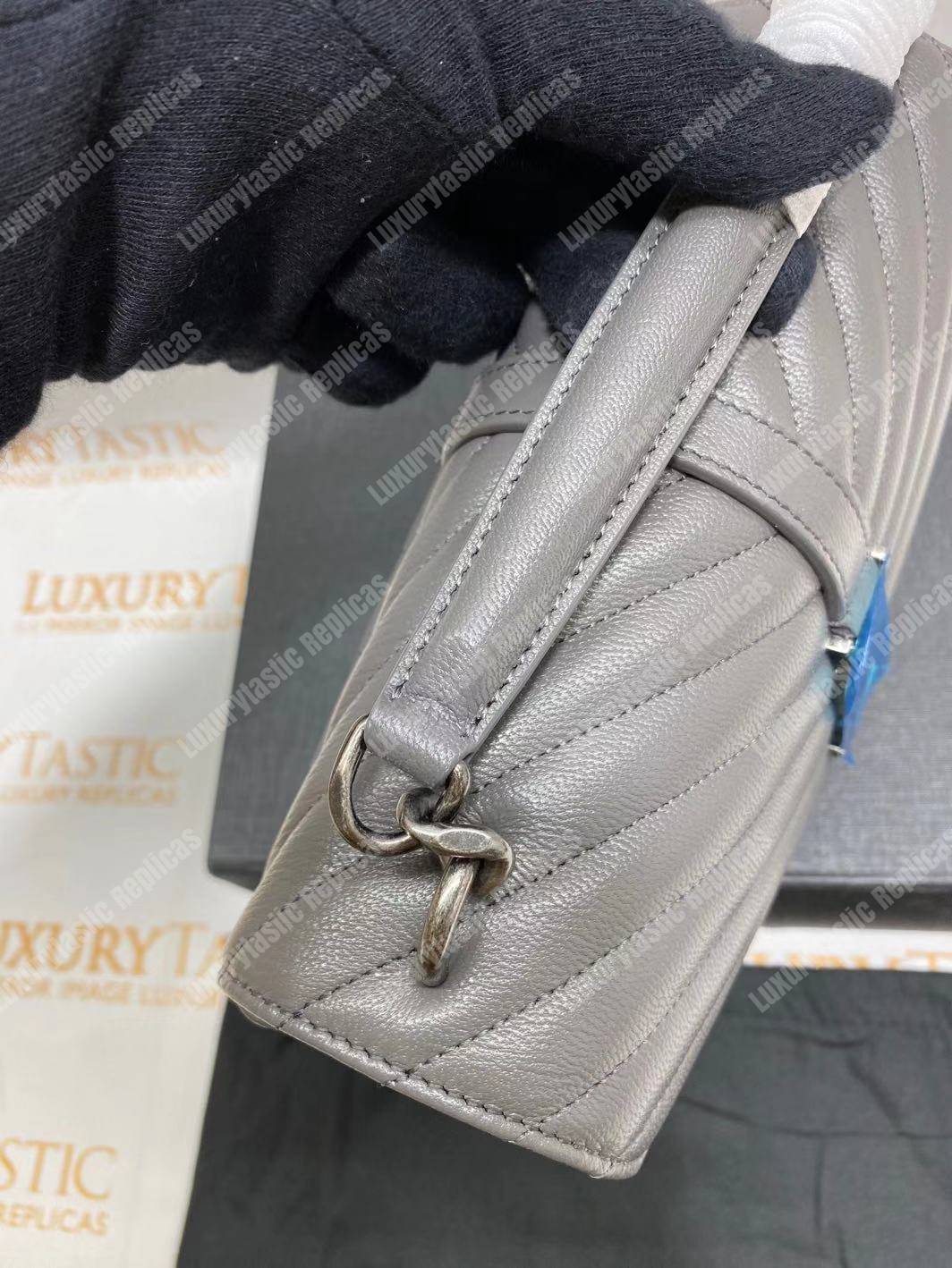 Saint Laurent Classic Medium College Monogram Earth Grey Silver-Toned