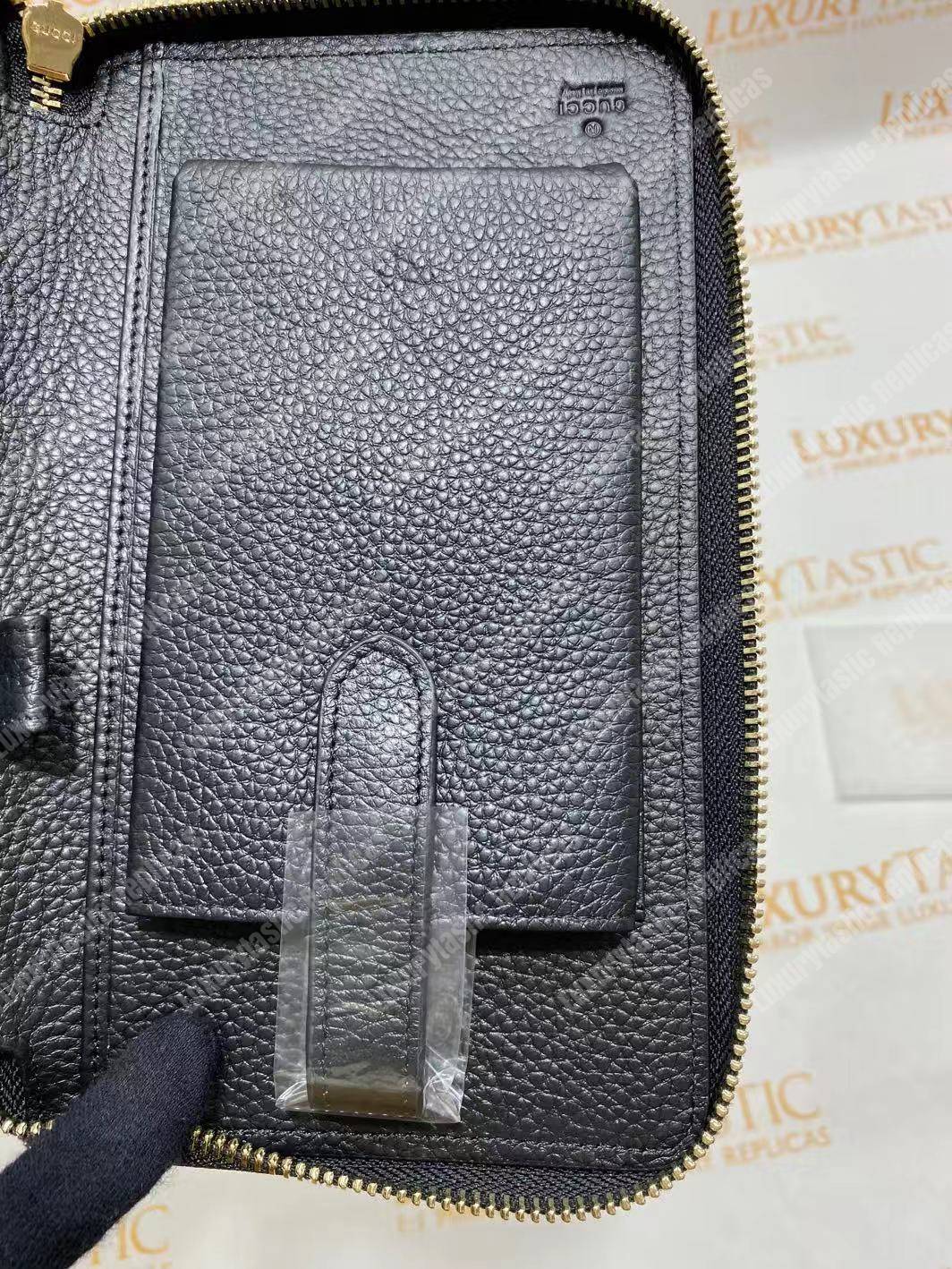 G*u*i pebbled calfskin soho travel document case black
