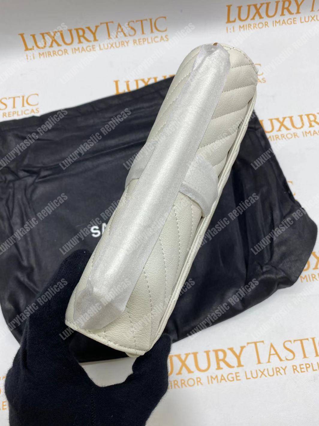 Saint Laurent Classic Medium College Monogram White Gold-Toned