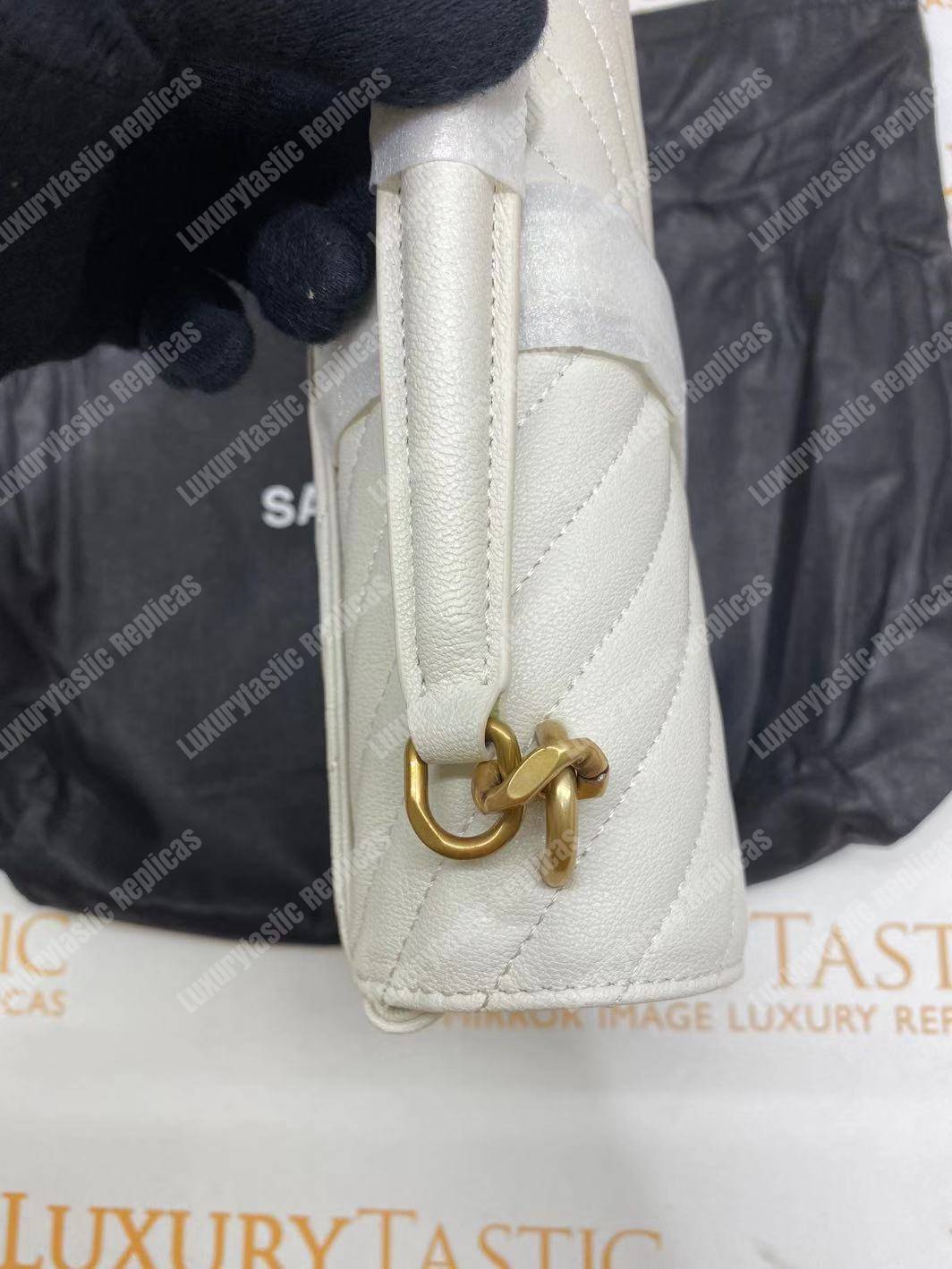 Saint Laurent Classic Medium College Monogram White Gold-Toned
