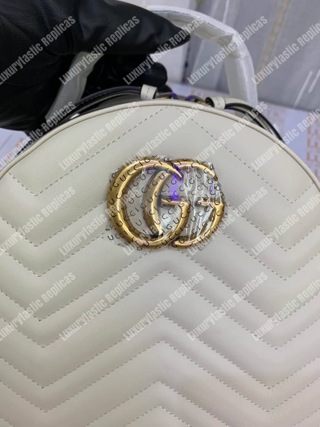 G*u*i gg marmont quilted leather backpack white