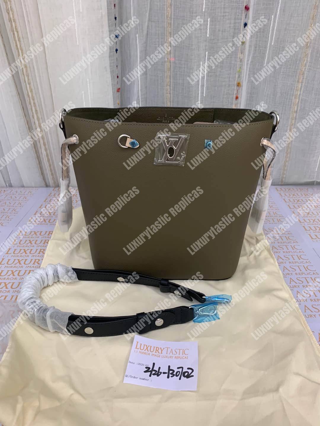 LV LockMe Bucket Laurier Toffee Latte Black