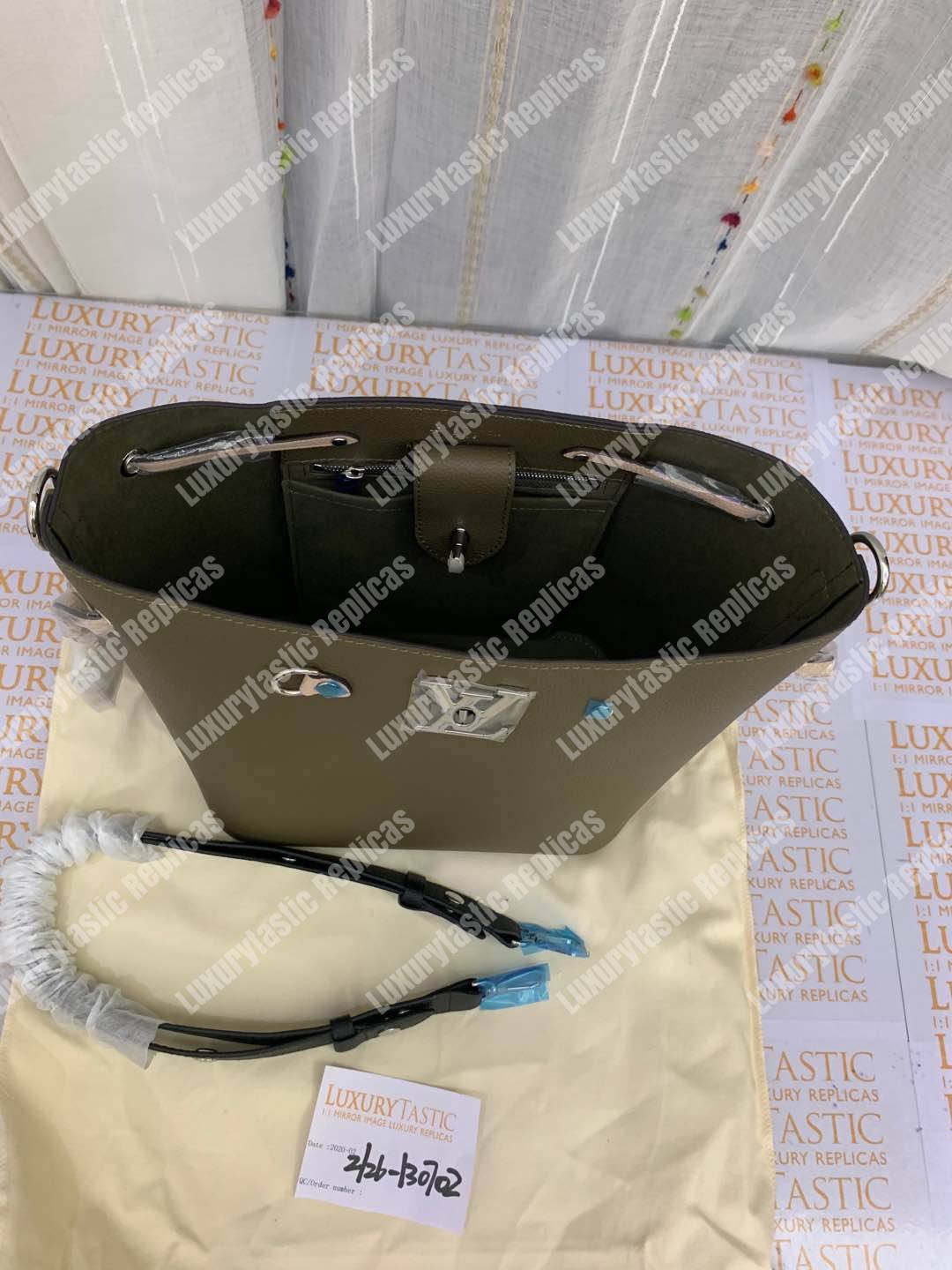 LV LockMe Bucket Laurier Toffee Latte Black