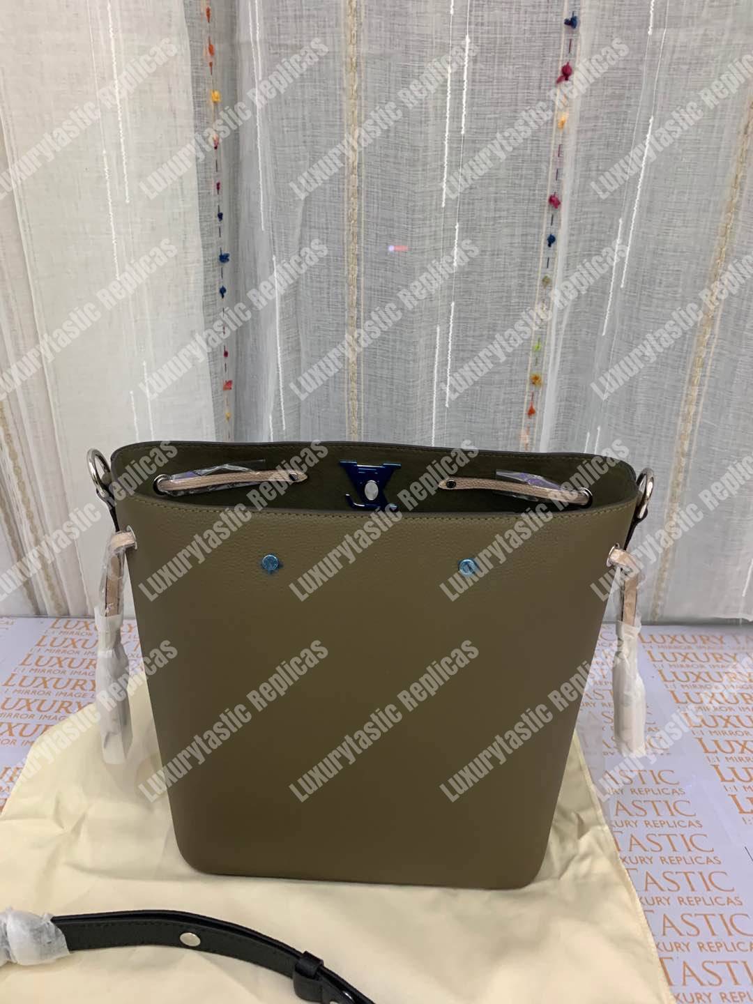 LV LockMe Bucket Laurier Toffee Latte Black