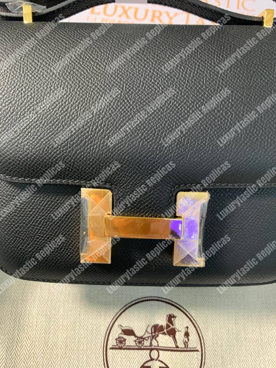 H**mes constance 18 bag epsom black gold-hardware